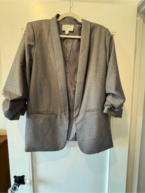 Anthropologie Gray Open-Front Blazer Jacket